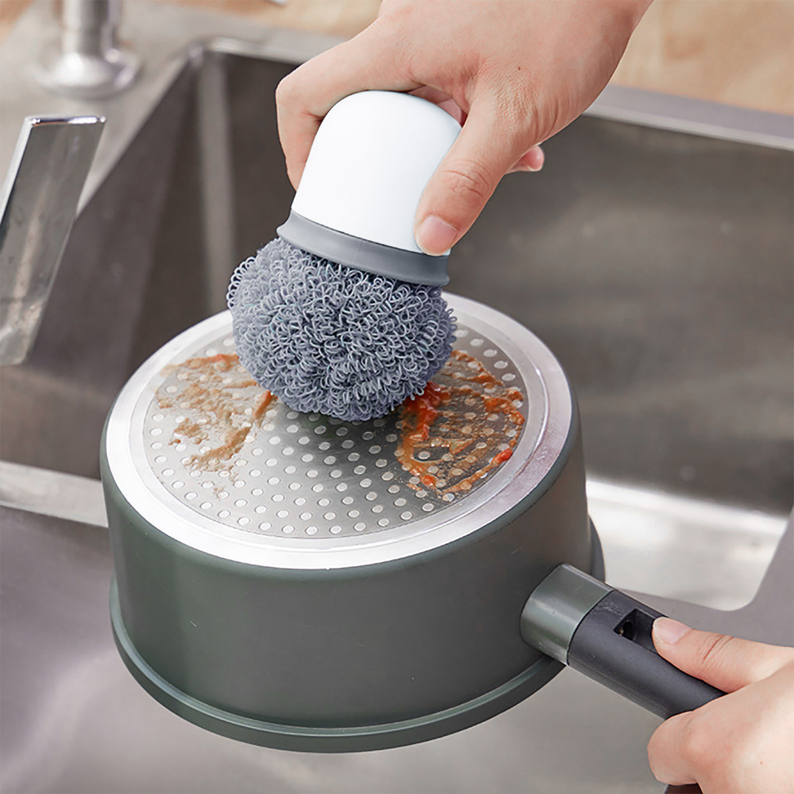 FuChenYu Hard Scrub Brush with Long Handle Heavy Duty Steel Wire