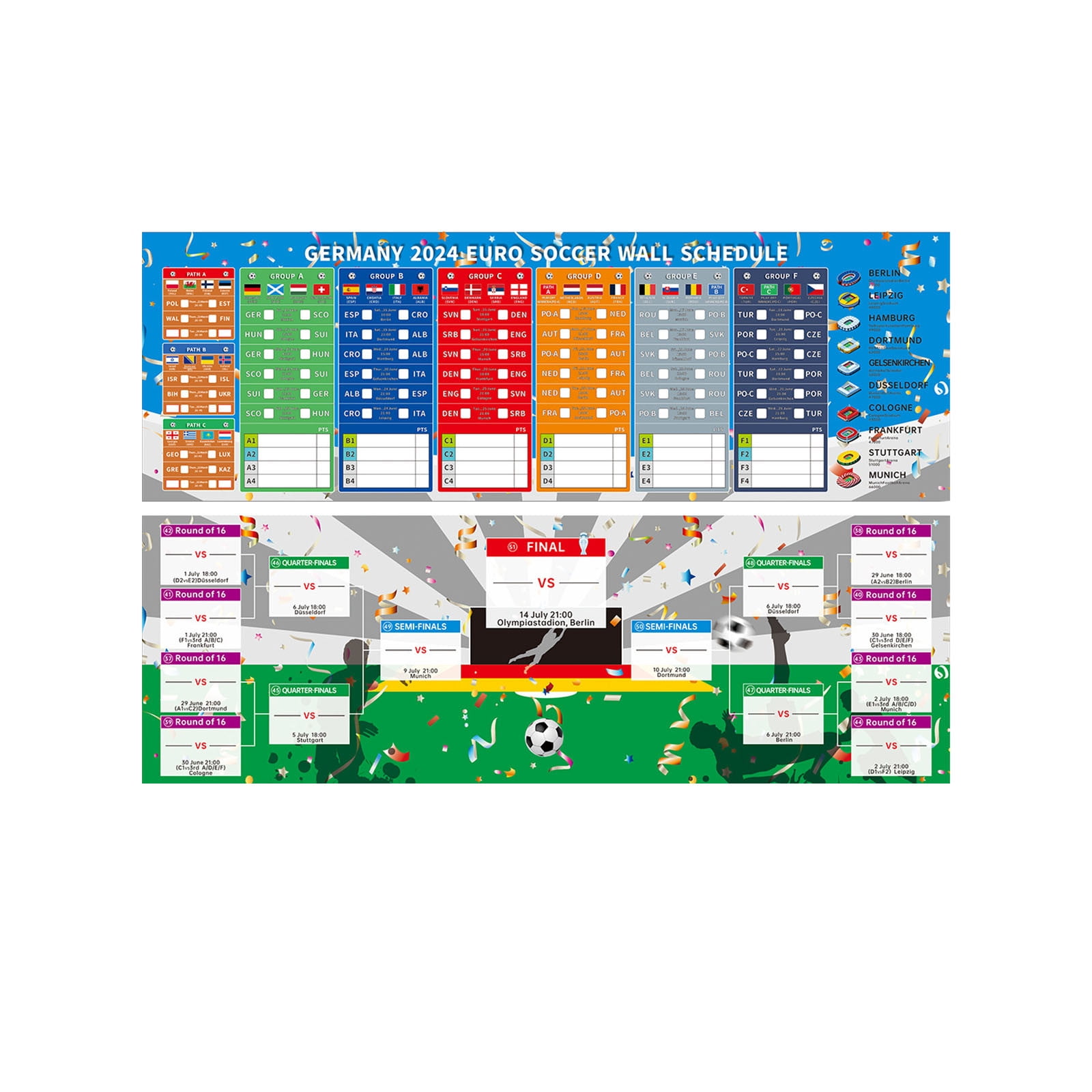 FuChenYu Party for Kids 812 Bulk 2024 German Football Poster Bar