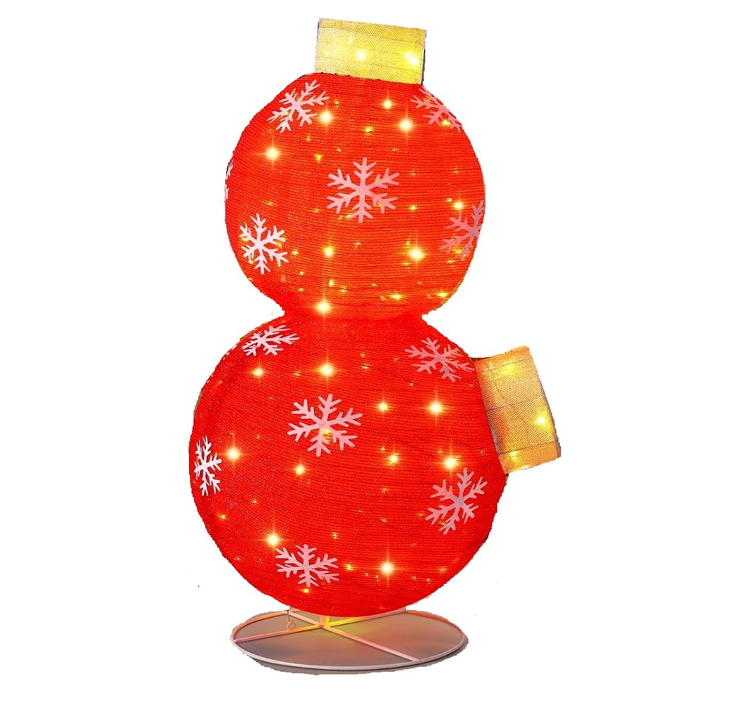 FuWeave 48-inch Pop-up Lighted Christmas Stackable Red Ornaments with ...