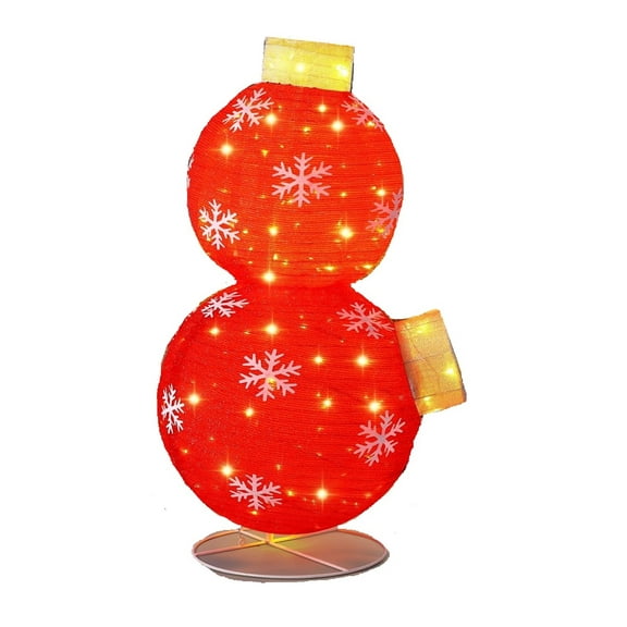 FuWeave 48-inch Pop-up Lighted Christmas Stackable Red Ornaments with Snowflakes