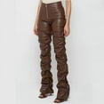 thumbnail image 1 of Fuax Leather Pants High Waisted Pants (S, Brown), 1 of 7