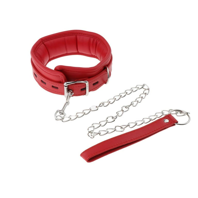 Fuax Neck Choker Collar with Chain Detachable Leash for Men Women Let You Enjoy the Unusual Feeling Red Walmart