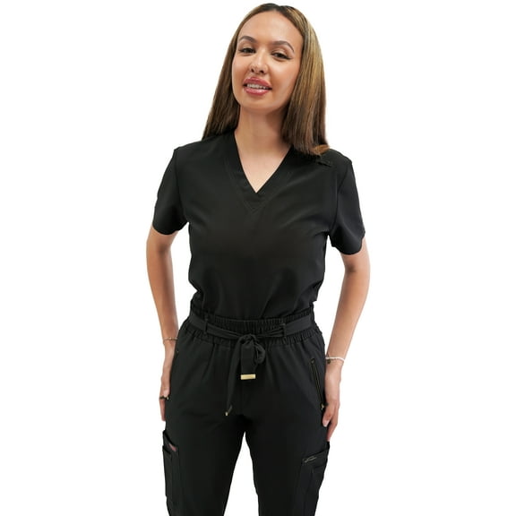 Fubu Women's 5-Pocket V-Neck Scrub Top Medical Nursing Uniform