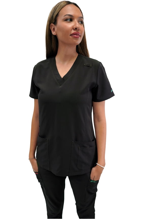 Women's 5 Pocket V-Neck Scrub Top Medical Nursing Uniform