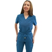 Fubu Women's 5-Pocket V-Neck Scrub Top Medical Nursing Uniform