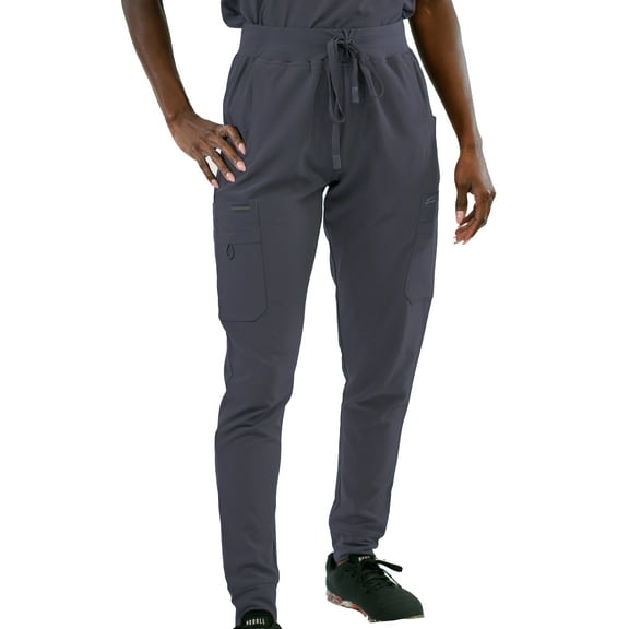 Fubu Women's Slim Fit High Waisted Jogger Yoga Scrub Pant Medical Nursing Uniform