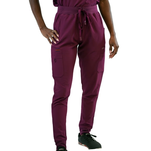 Fubu Women's Slim Fit High Waisted Jogger Yoga Scrub Pant Medical Nursing Uniform