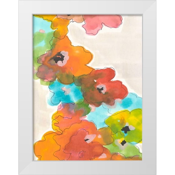 Fuchs, Jodi 12x14 White Modern Wood Framed Museum Art Print Titled - Floral Cascade II