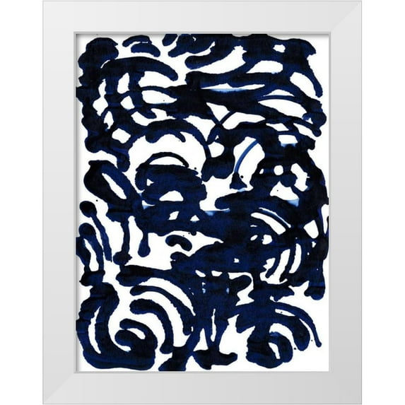 Fuchs, Jodi 19x24 White Modern Wood Framed Museum Art Print Titled - Indigo Swirls II