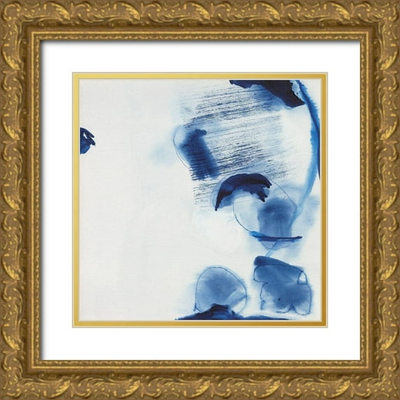 Fuchs, Jodi 20x20 Gold Ornate Wood Framed with Double Matting Museum Art Print Titled - Minimalist Blue And White II