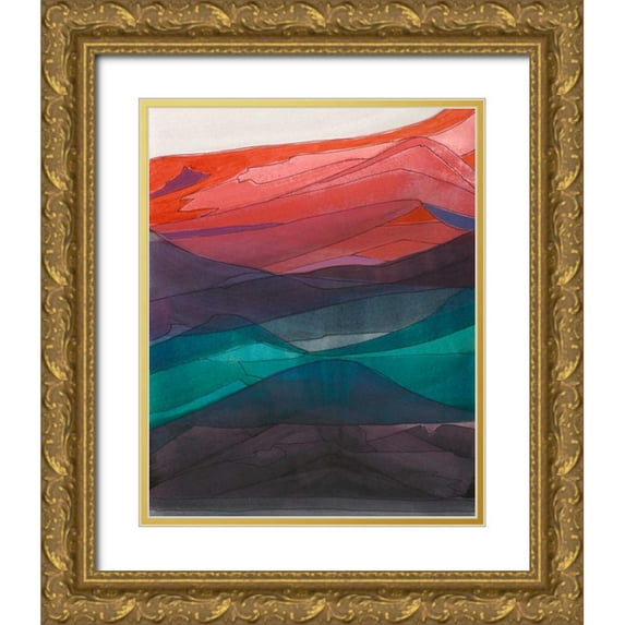 Fuchs, Jodi 20x24 Gold Ornate Wood Framed with Double Matting Museum Art Print Titled - Red Hills I