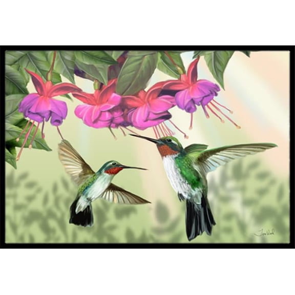 Fuchsia And Hummingbirds Indoor & Outdoor Mat, 18 x 27 in.