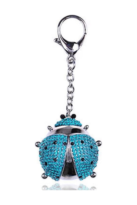 Fuchsia Aqua Spotted Ladybug Bug Insect Crystal Rhinestone Keychain
