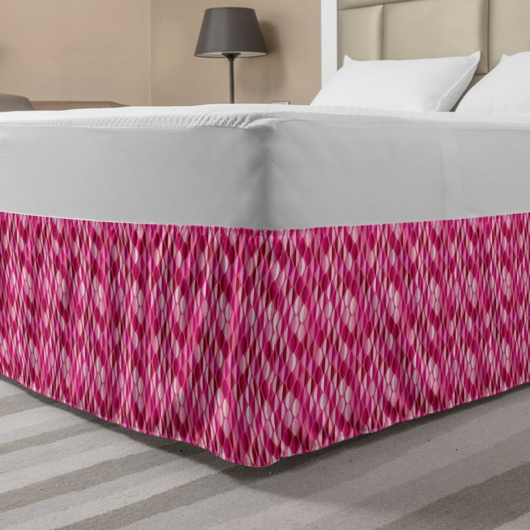 Fuchsia Bed Skirt, Vertical Oval Circles Vintage Abstract Round