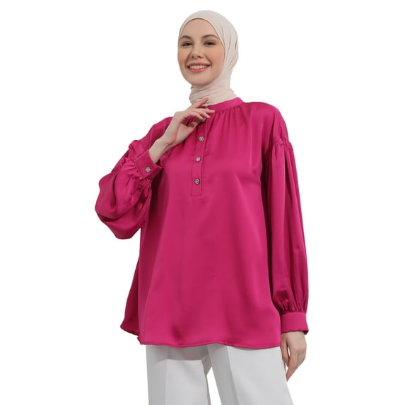 Fuchsia - Button Collar - Tunic - Refka