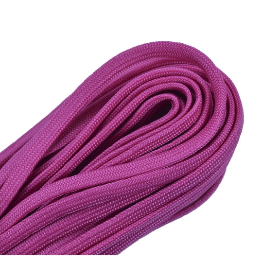 Fuchsia Coreless / Flat 550 Paracord - 100 Foot Bundle