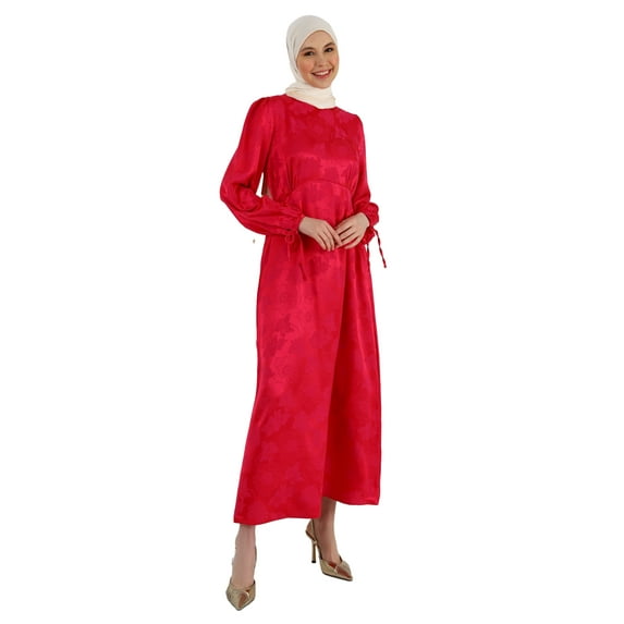 Fuchsia - Crew neck - Unlined - Modest Dress - Refka