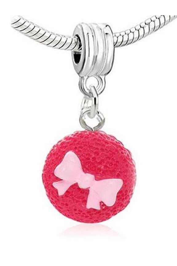 Fuchsia Cupcake Clip On For Bracelet Charm Pendant for European Charm Jewelry w/ Lobster Clasp
