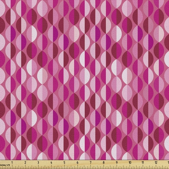 Ambesonne Fuchsia Fabric by the Yard Upholstery, Geometric Vertical Circles, 5 Yards, Fuchsia Hot Pink