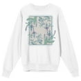 thumbnail image 1 of Fuchsia Flower Crew Neck Long Sleeve White Adult Sweatshirt-Large, 1 of 3
