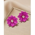 thumbnail image 1 of Fuchsia Flower Stud Earrings - hot pink Flower Earrings - Pink and gold earrings, 1 of 4