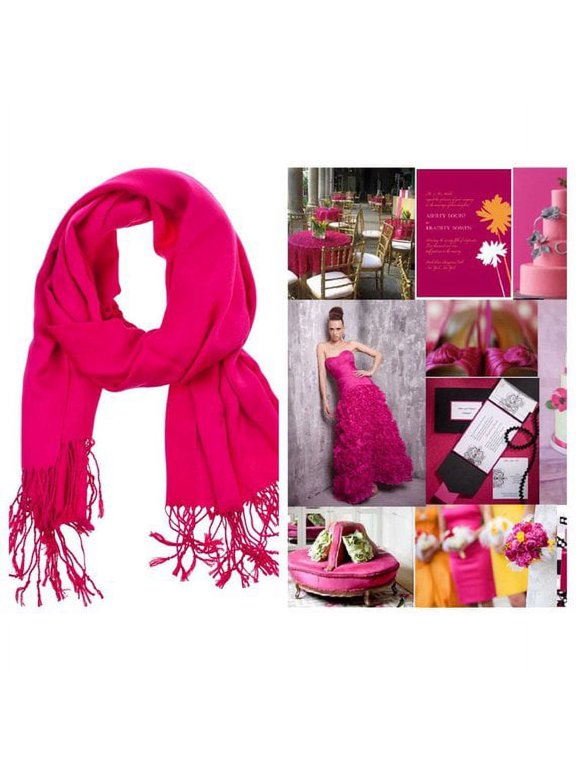 Fuchsia Hot Pink Pashmina Scarf Shawl, Bridesmaid Shawl, Bridal Wrap, Wedding Shawl