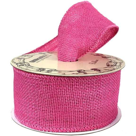 Fuchsia Pink Fabric Burlap Ribbon - 2 1/2" x 10 Yards, Wired Edge, Easter, Wreath, Breast Cancer Awareness, Wedding, Birthday, Baby Shower, Christmas, Valentine's Day