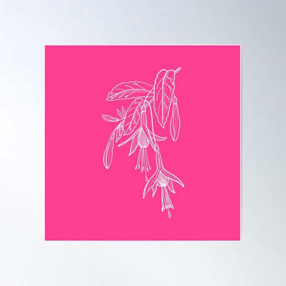 Fuchsia Pink Flowers Of Love Poster Wall Art, Modern Wall Decor For Living Room Bedroom, 24x24 UNFRAMED