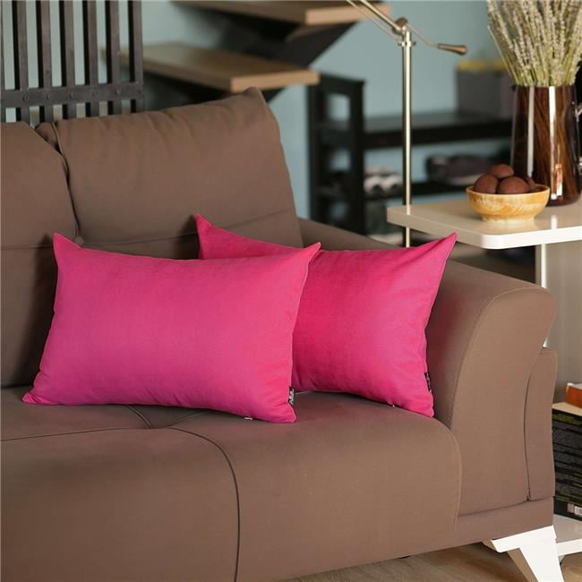 Fuchsia Pink Modern Lumbar Throw Pillows, Multi Color Set of