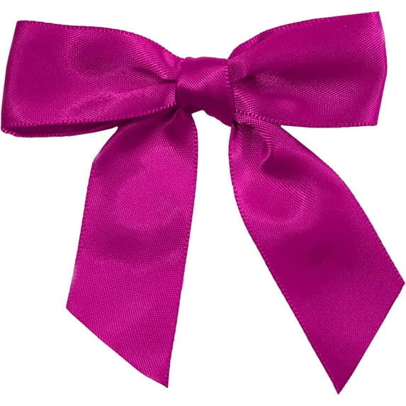Fuchsia Pink Satin Pre-tied Bows - 3" wide, Set of 10, Christmas, Gift Bows, Easter, Breast Cancer Awareness, Birthday, Wedding Favors, Valentine's Day