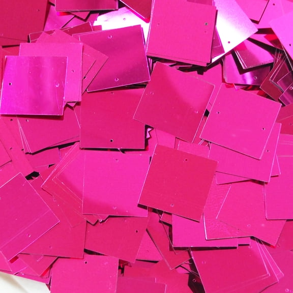 Fuchsia Pink Square Sequins 25mm Two Hole Shiny Metallic Made in USA