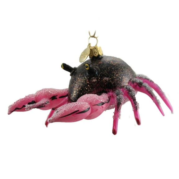 Fuchsia & Purple Crab - 1 Ornament 2.5 Inch, Glass - Ornament Sea Creature Ocean 19760