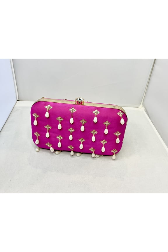 Fuchsia Silk Clutch