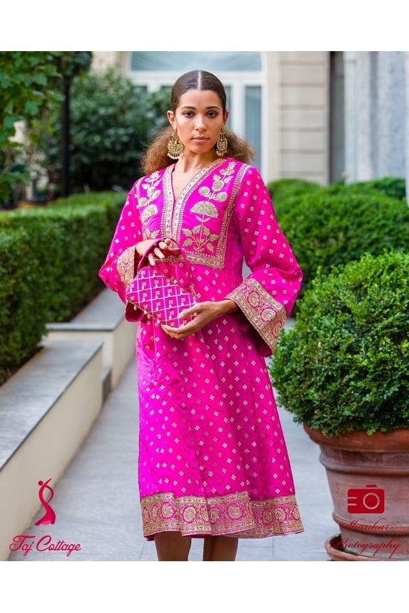 Fuchsia Silk Pearl Clutch