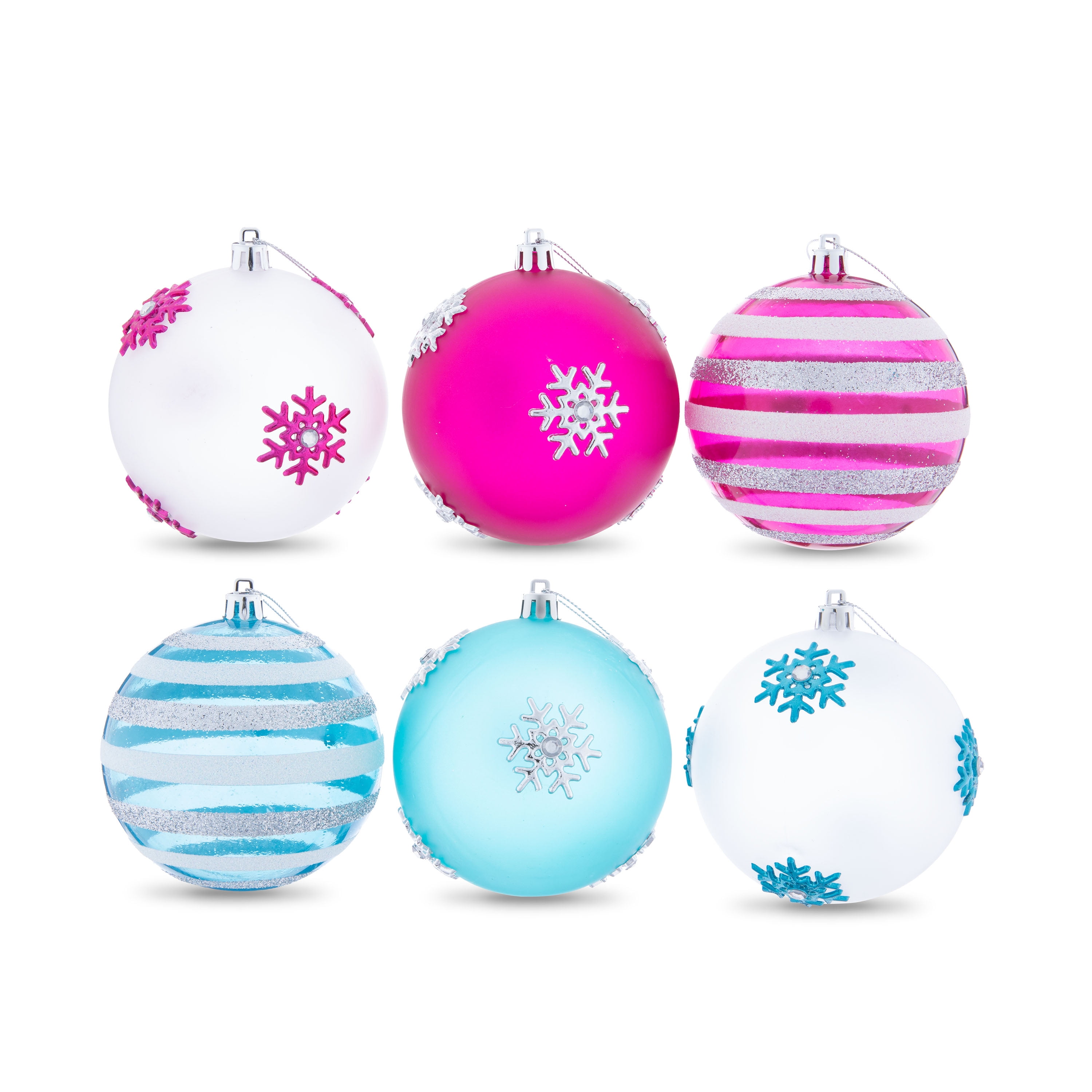 Fuchsia & Teal Christmas Ornaments, 8 Count, by Holiday Time