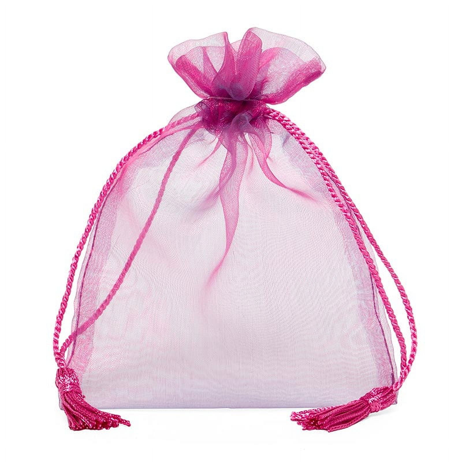 HRX Package 100pcs Little Organza Bags 3 x 4 inch, Purple Mesh Bags Drawstring Pouches for Jewelry Bracelets Candy Party Favor Small Gift