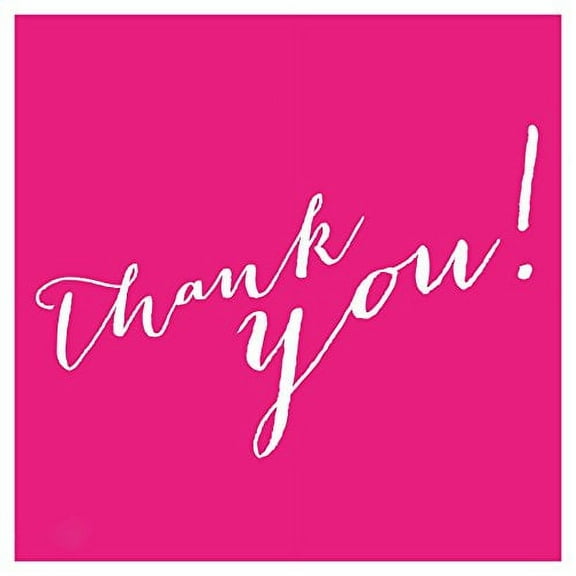 Fuchsia Whimsical Thank You Square Favor Labels, 40-Pack