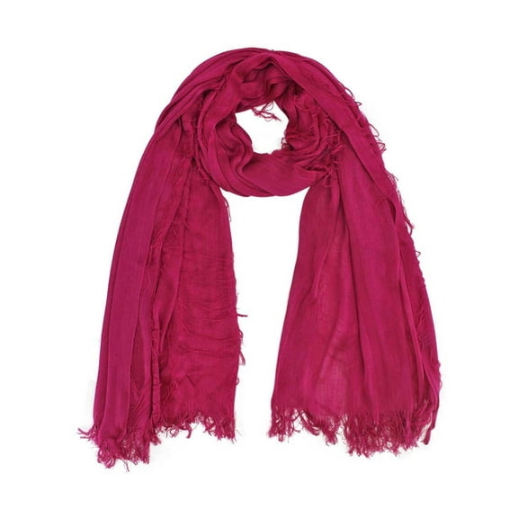 Fuchsia Wispy Frayed Fringe Scarf