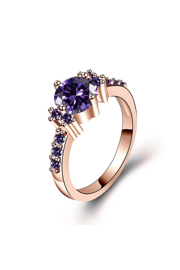 Fuchsia Zircon Color Diamond Ring Simple