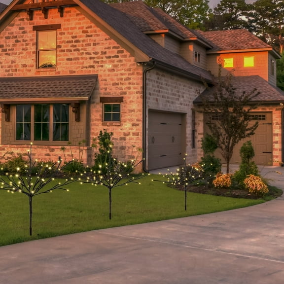 Fuchsun 3PK Brown Lighted Twig Branches Pathway Light 60 LED Warm White Bulbs for Outdoor and Indoor