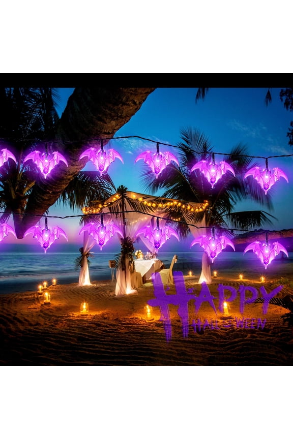 Halloween Purple 30 LED Bats String Light with Timer Function for Indoor Outdoor Home Decoration 16 ft