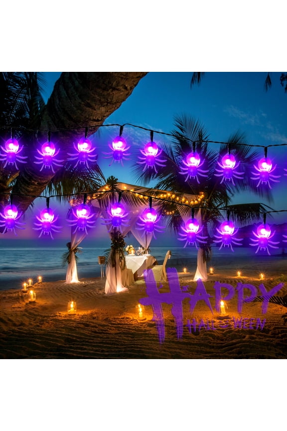 Halloween Spider Lights, 30 LEDs with Battery Powered & Timer 3D Spider Fairy Lights String, Purple Waterproof String Light for Christmas Halloween Thanksgiving Indoor Outdoor Decorations