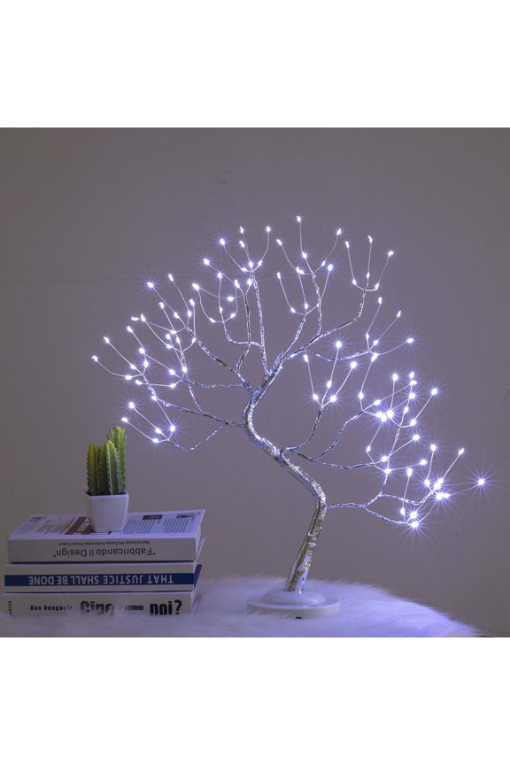 Led Bright Fairy Tree Lamp Table 20 Inches Night Light with USB Cable Battery Powered Cool White