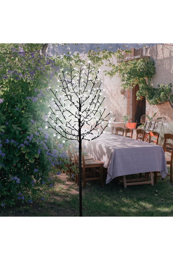 Led Cherry Blossom Tree Garden Tree Light with Blink Modes for Outdoor Decoration 6 ft (White)