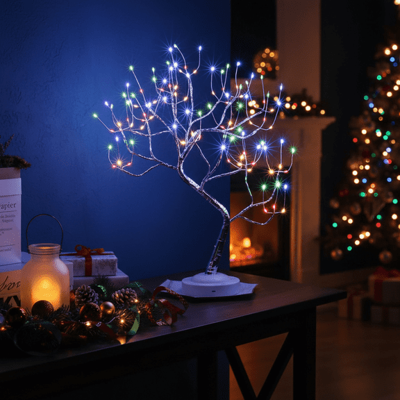 Fuchsun Led Fairy Tree Lamp Multicolored Night Light with 8 Lighting Modes Battery USB Powered (108 Led)