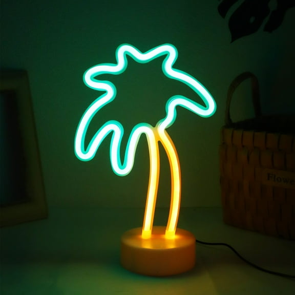 Fuchsun Led Palm Tree Night Light Table Neon Light Lamp for Bedroom Indoor Home Decorate
