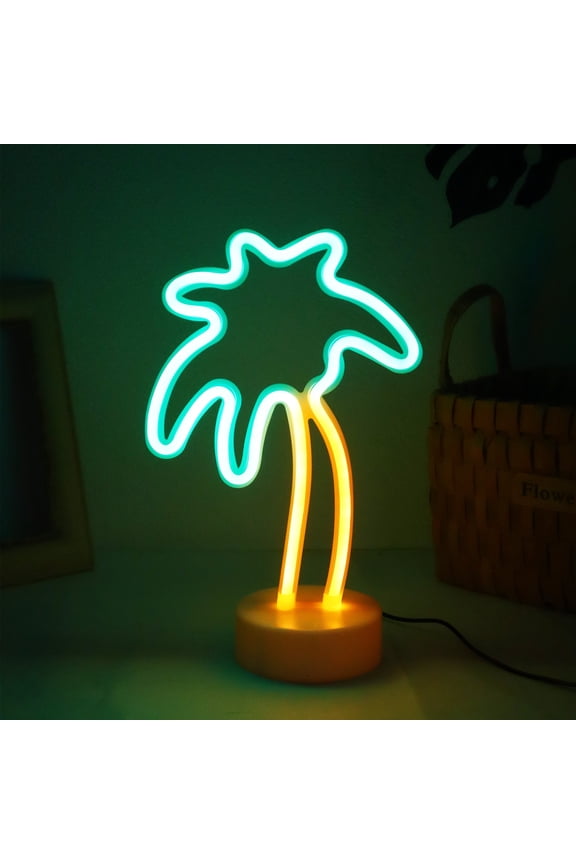 Led Palm Tree Night Light Table Neon Light Lamp for Bedroom Indoor Home Decorate