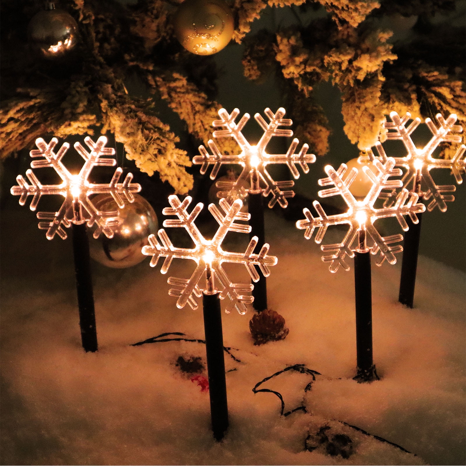 Fuchsun Led Pathway Light Garden Lights Snowflakes Battery