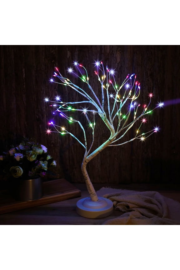 Birch Tree Fairy Tree  Battery USB Operated White LED Night Lights, Multicolored