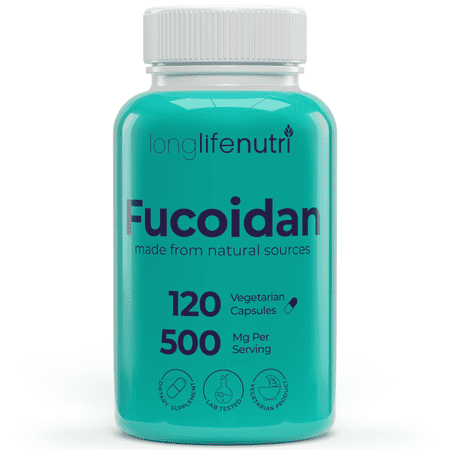 LongLifrNutri Fucoidan 500mg - 120 Vegetarian Capsules, Brown Seaweed Extract for Energy & Wellness